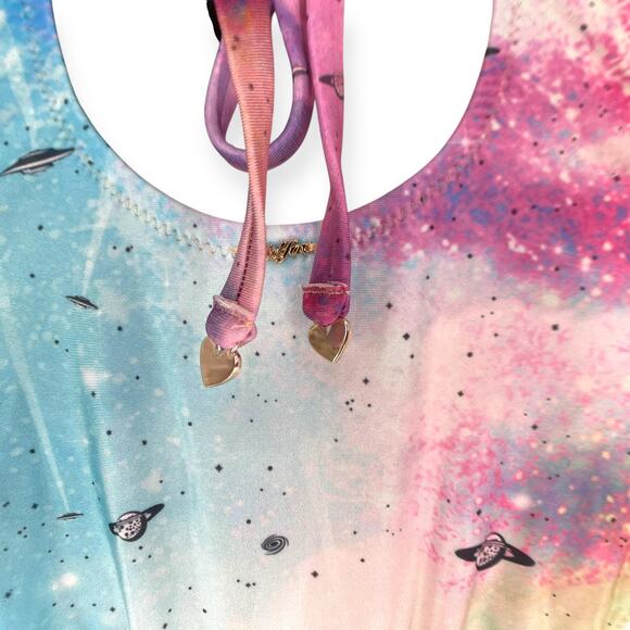 Wildfox Pink Space Cadet Galaxy Blue Print One Piece Tie Dye Festival NWT Small - Picture 6 of 14